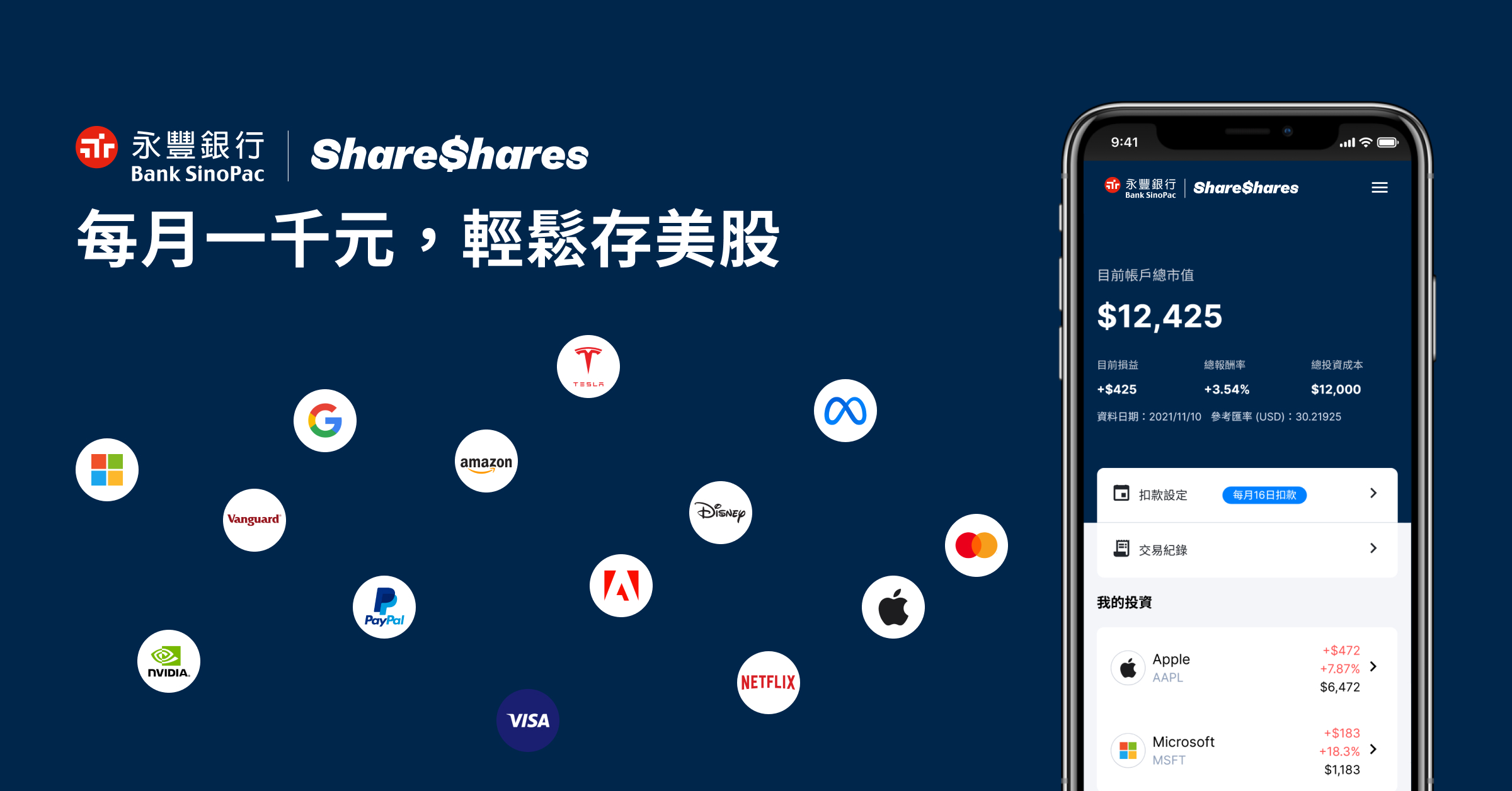 ShareShares 定時定額存美股- 永豐銀行